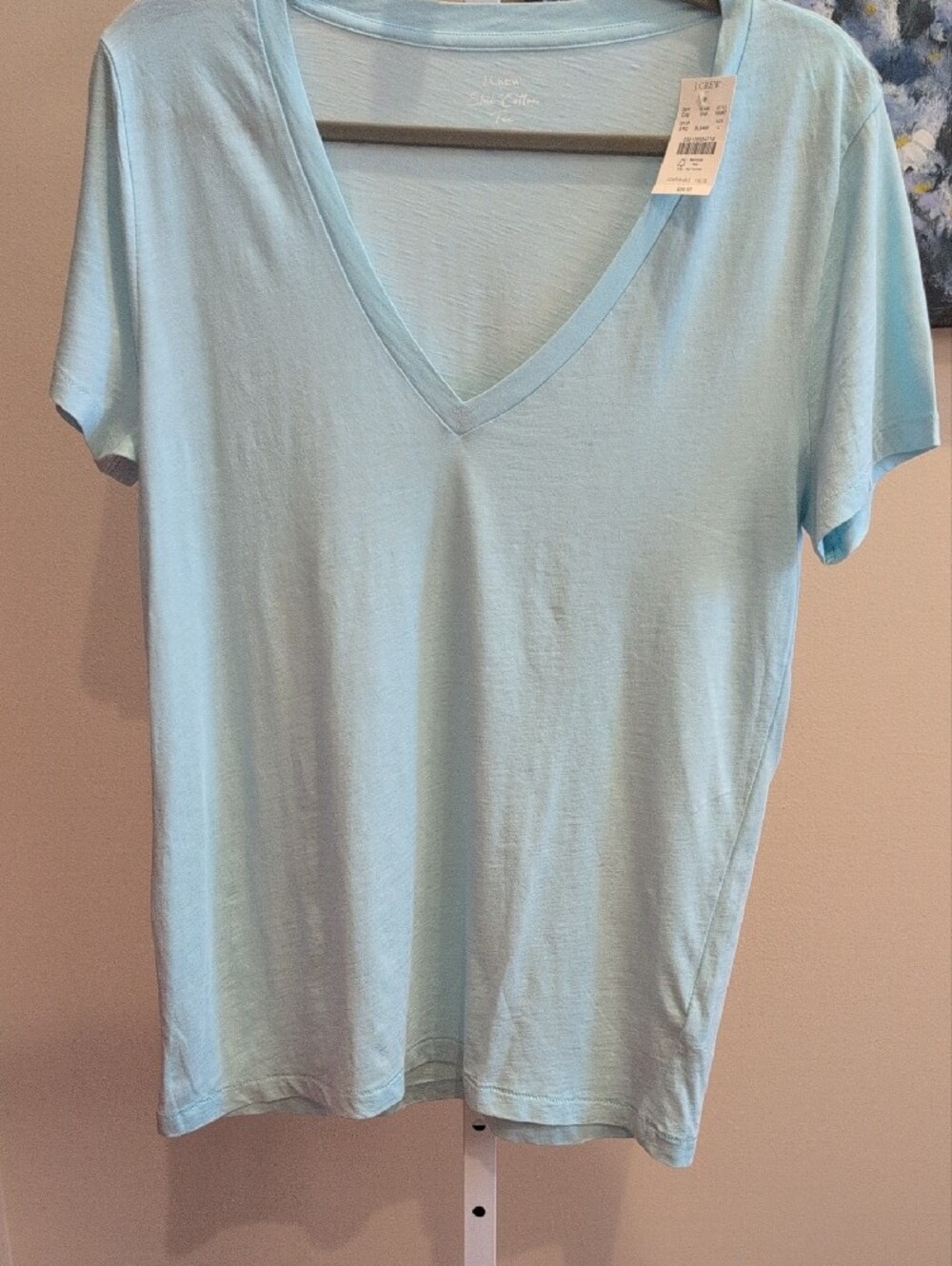J. Crew Light Blue Slim Cotton V-Neck Tee - Picture 4 of 5